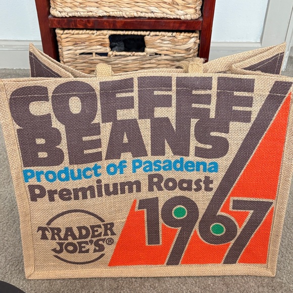 Trader Joe's Vintage Style Tote Bag - Brown, Orange, and Green - Picture 4 of 5